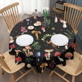 thumbnail image 3 of Colorful Mushroom Forest Black Pattern Round Tablecloth 60"x60",Wrinkle Wipeable Table Cloth for Kitchen Dining Room Picnic Patio Party, 3 of 6
