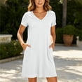 thumbnail image 5 of Aofany Women Nightgowns Soft Short Sleeve V-Neck Nightshirts Comfy Pajama T Shirt Dress Lounge Sleepwears, 5 of 7