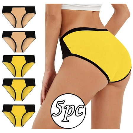 

QIPOPIQ Womens Pants Clearance 5PC Solid Color Patchwork Briefs Underwear Bikini Under Panties Plus Size Sale!