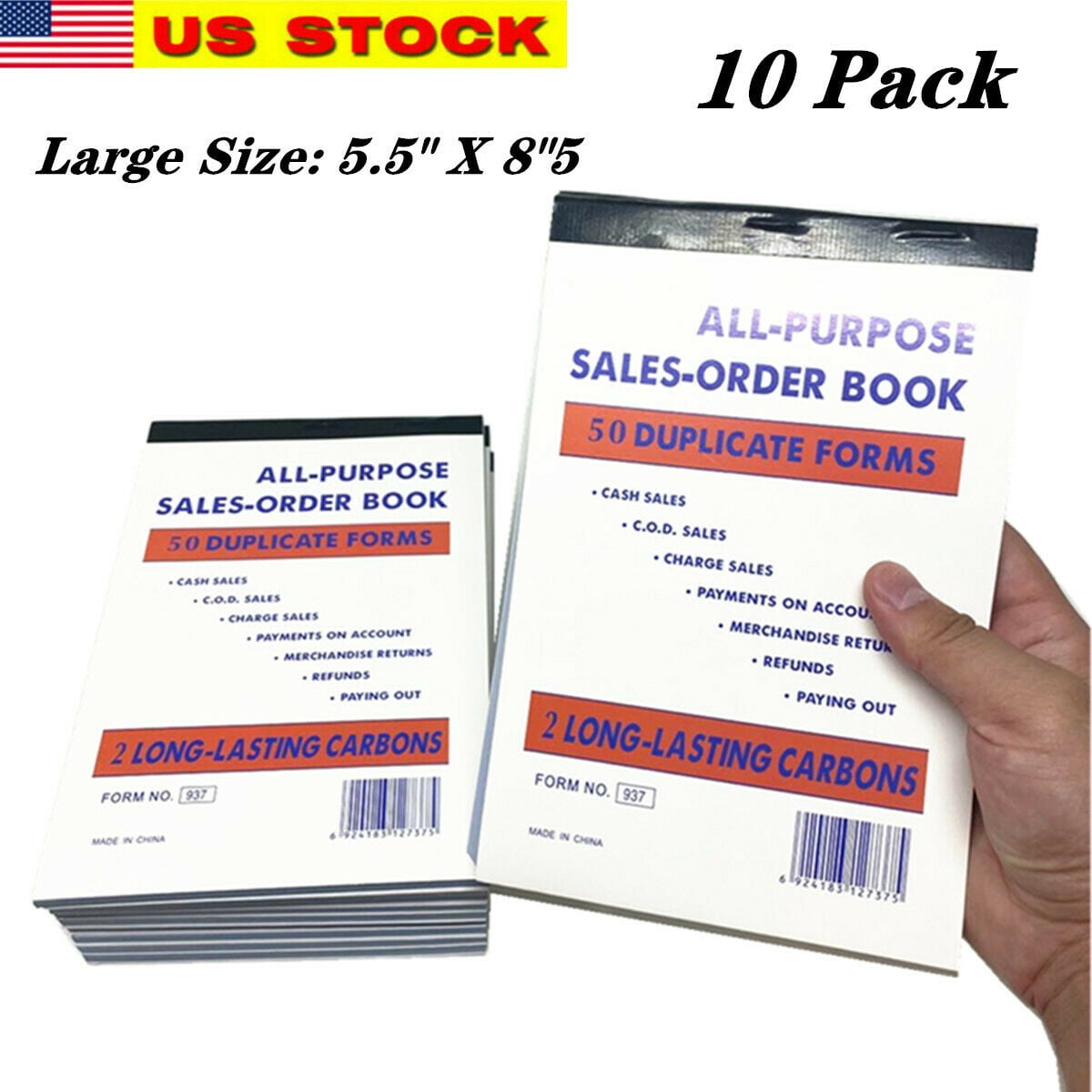 5 X Invoice Sales Order Book Receipt Form Record Carbonless 2 Parts 50 Sets 