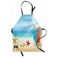 thumbnail image 1 of Seashells Apron Holiday Theme Sunglasses Beach Summer Surfboard Daytime Sunny Starfish Seashells, Unisex Kitchen Bib Apron with Adjustable Neck for Cooking Baking Gardening, Multicolor, by Ambesonne, 1 of 3