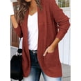 thumbnail image 3 of FashionOutfit Women's Solid Soft Stretch Long-line Long Sleeve Open Front Knit Cardigan, 3 of 8
