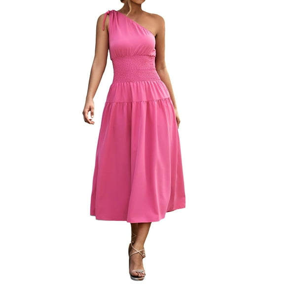 TJAZFJPA Summer Dresses Women Women's Off the Shoulder Corset Waist Loose Shoulder Dress Casual Skirt White Satin Dress Dressee