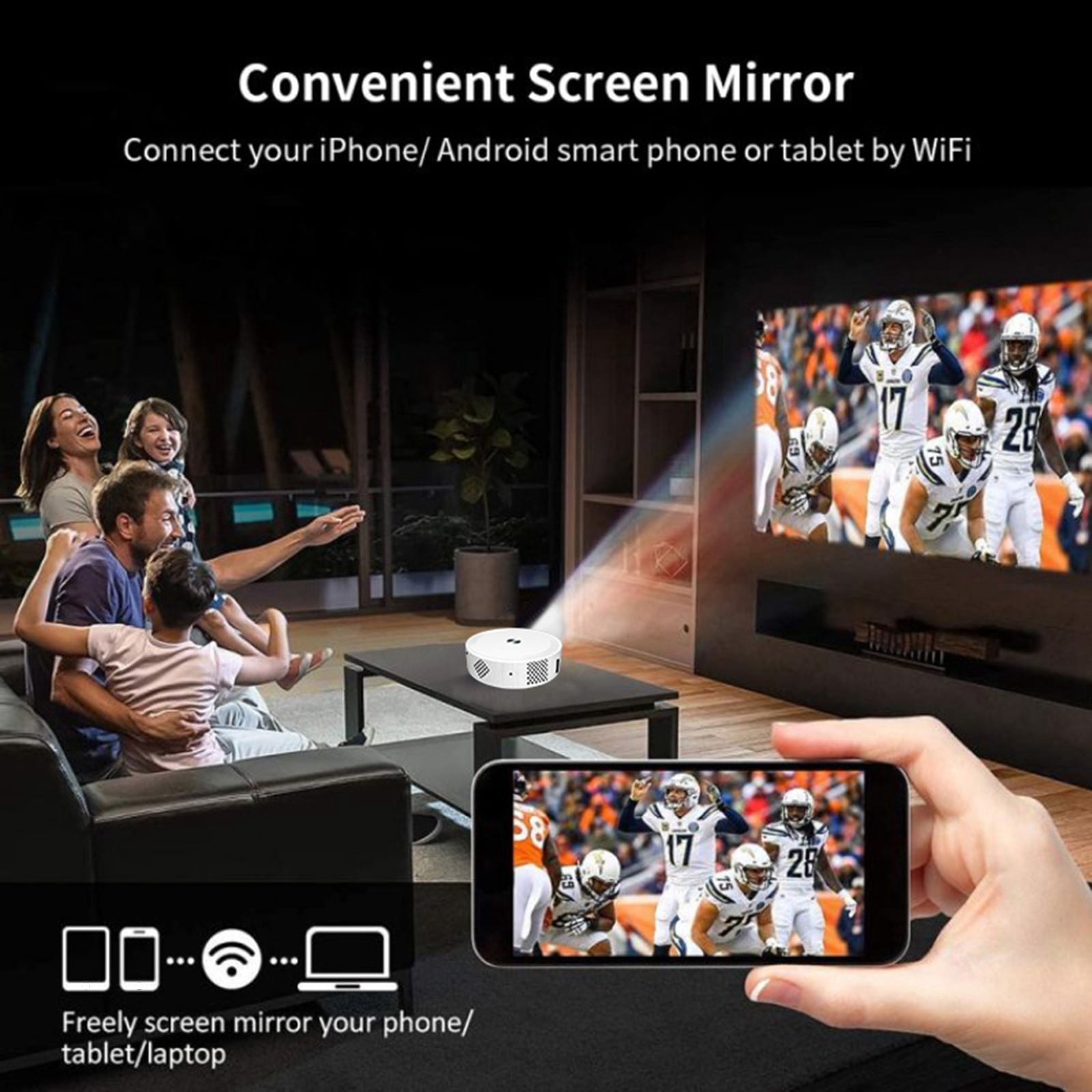 PPgejGEK 5G Dual WiFi Bluetooth 4K Super HD Smart Projector High Brightness Blue Light Eye Protection Support for android/iOS/PC Wireless Same Screen Sharing Holiday Savings