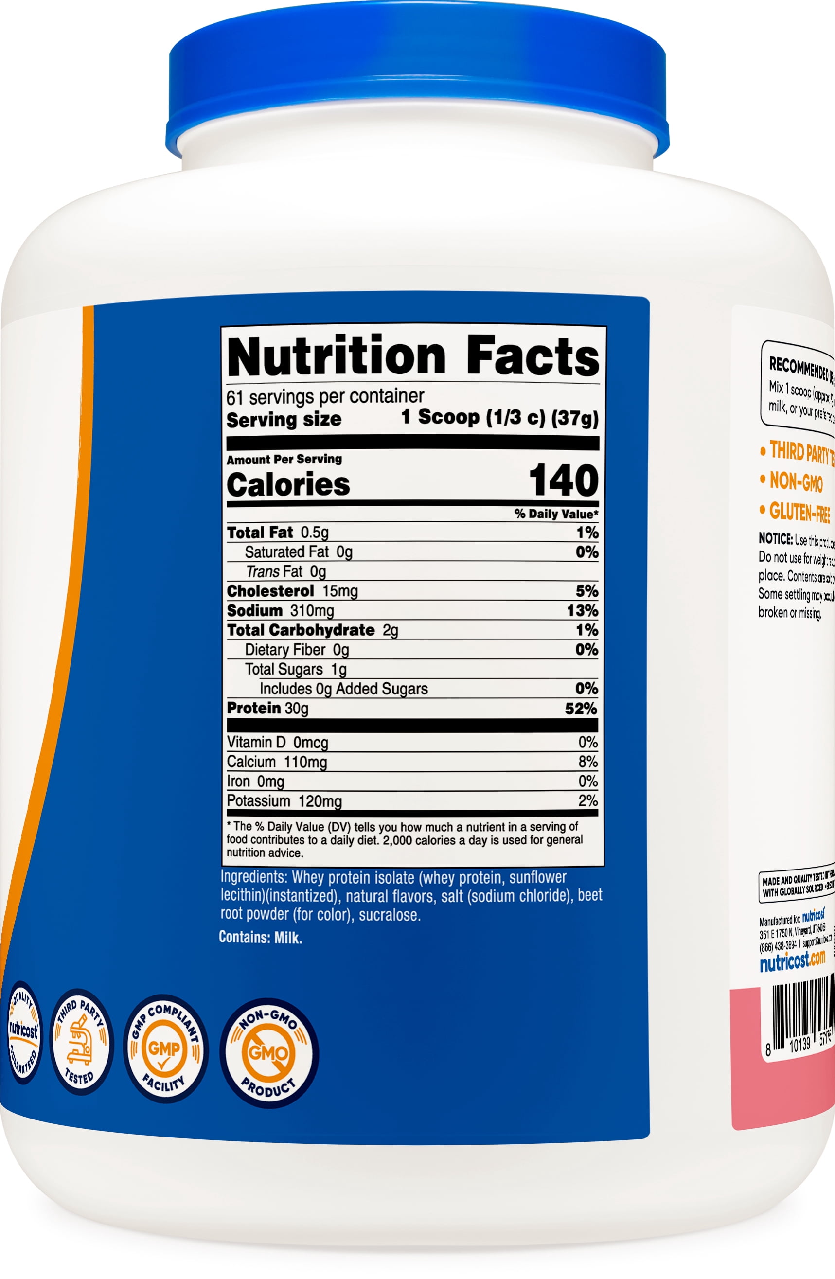 Nutricost Whey Protein Isolate Powder (Strawberry Milkshake) 5LBS