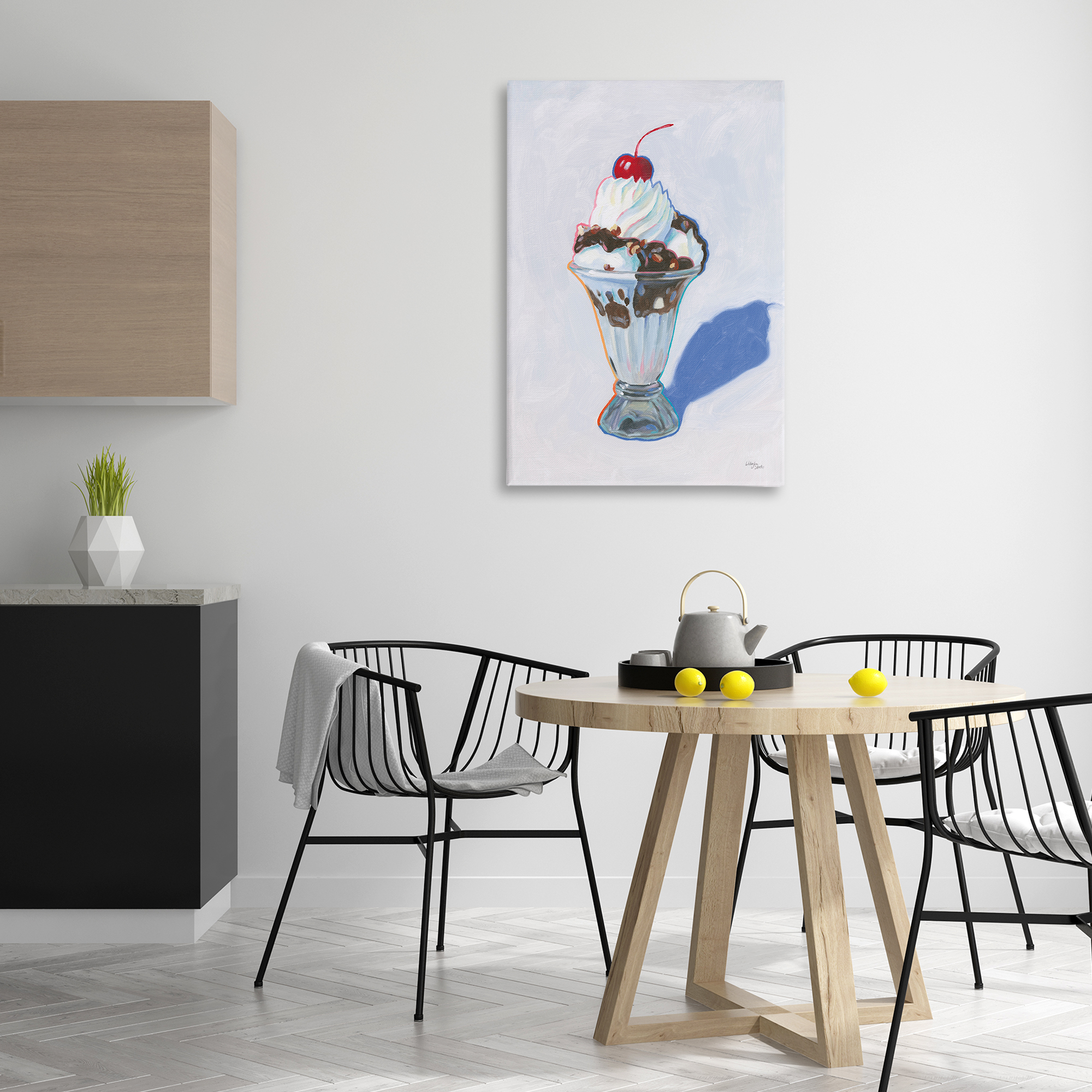 Stupell Industries Ice Cream Sundae Food & Beverage Painting Wrapped Canvas Art Print Wall Art, 24 x 36