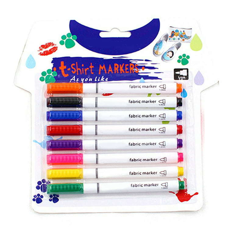 8Pcs Clothes Textile Markers Fabric Paint Pens DIY Crafts T-shirt Pigment  Paint 