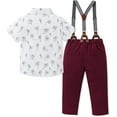 thumbnail image 7 of ZOEREA Toddler Baby Boy Clothes Suit Gentleman Wedding Outfits, Formal Dress Shirt with Bowtie + Suspender Pants 1-5 Years, 7 of 7