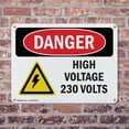thumbnail image 4 of (2 Pack) High Voltage 230 Volts OSHA Danger Sign 24 Inch X 18 Inch Indoor / Outdoor Rust-Free Aluminum Metal Signs for Workplace, Workshop, and Construction Site, Made in the USA, 4 of 8
