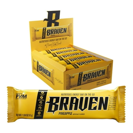 Pack of 20 BRAVEN Pineapple Energy Bars, (BB 11/6/26) 1.59oz Gluten Free Bar