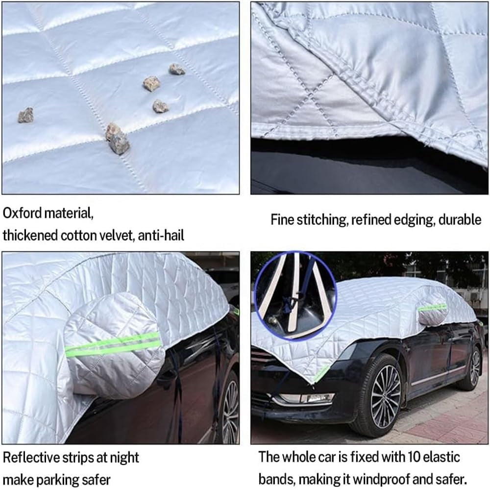 Multi-Layer Padded Hail Car Cover, Heavy Duty Sedan Protector With Reflective Strips For All Weather Conditions, All-Season Protection For Standard Sedans, Multi-Layer Padding To