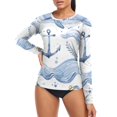 thumbnail image 4 of joogoo Womens UPF 50+ Sun Shirts Whale and Anchors Long Sleeve UV Protection Rash Guard Tops XL, 4 of 7