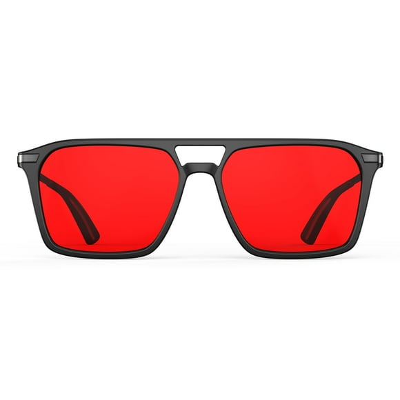 Goiteia Red Lenses Blue Light Blocking Glasses-Red Light Glasses for Sleep, Dual AR Coatings, Retro 70s Blue & Green Light Blocking for Better Sleep (Ebony Black)