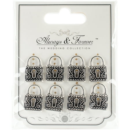 - Craft Consortium Always & Forever Vintage Metal Charms 8/Pkg-Silver Locks 22mmX17mm