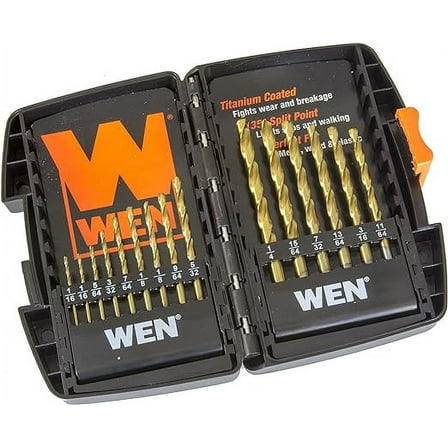 WEN 15-Piece Titanium-Coated Drill Bit Set