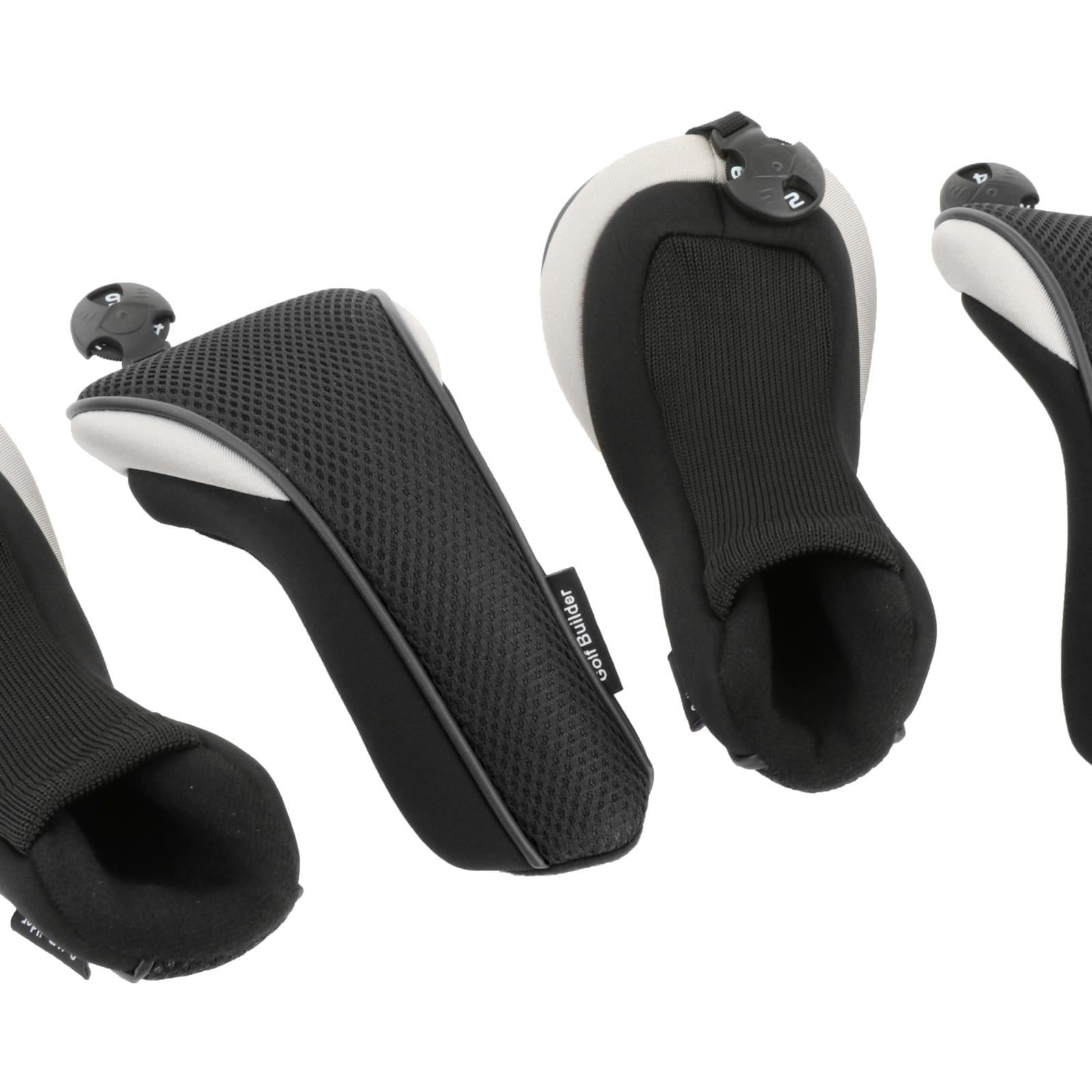 QccHieUs 4 Pieces Golf Hybrid Club Head Covers W/No.Tag Utility Presents Light for Driver Black