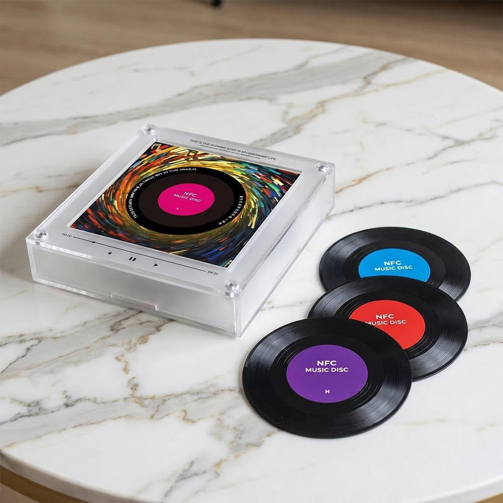 MUSIC BOX NFCディスク9枚付き Programmable NFC Music Box Fridge Magnet, Rotating Vinyl Record