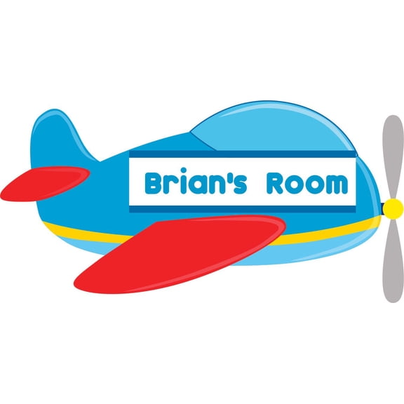 Custom Name Vinyl Wall Decal for Home - Plane Cute Fat Airplane Slit Cute Wall Décor Bedroom Living Room Entry - Personalized Text Removable High Tact - Size: 12 In x 20 In