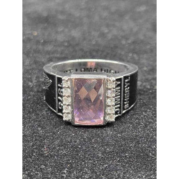 Customized Class Rings CZ Rectangle Gemstone High School or College Graduation Rings -925 Sterling Silver Yellow Gold Plated