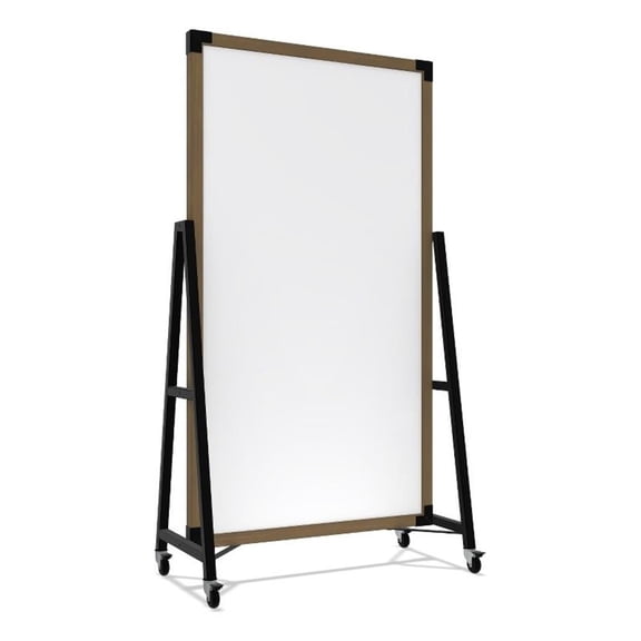 Ghent Prest Mobile Magnetic Whiteboard Driftwood Oak Frame 74 x 40in
