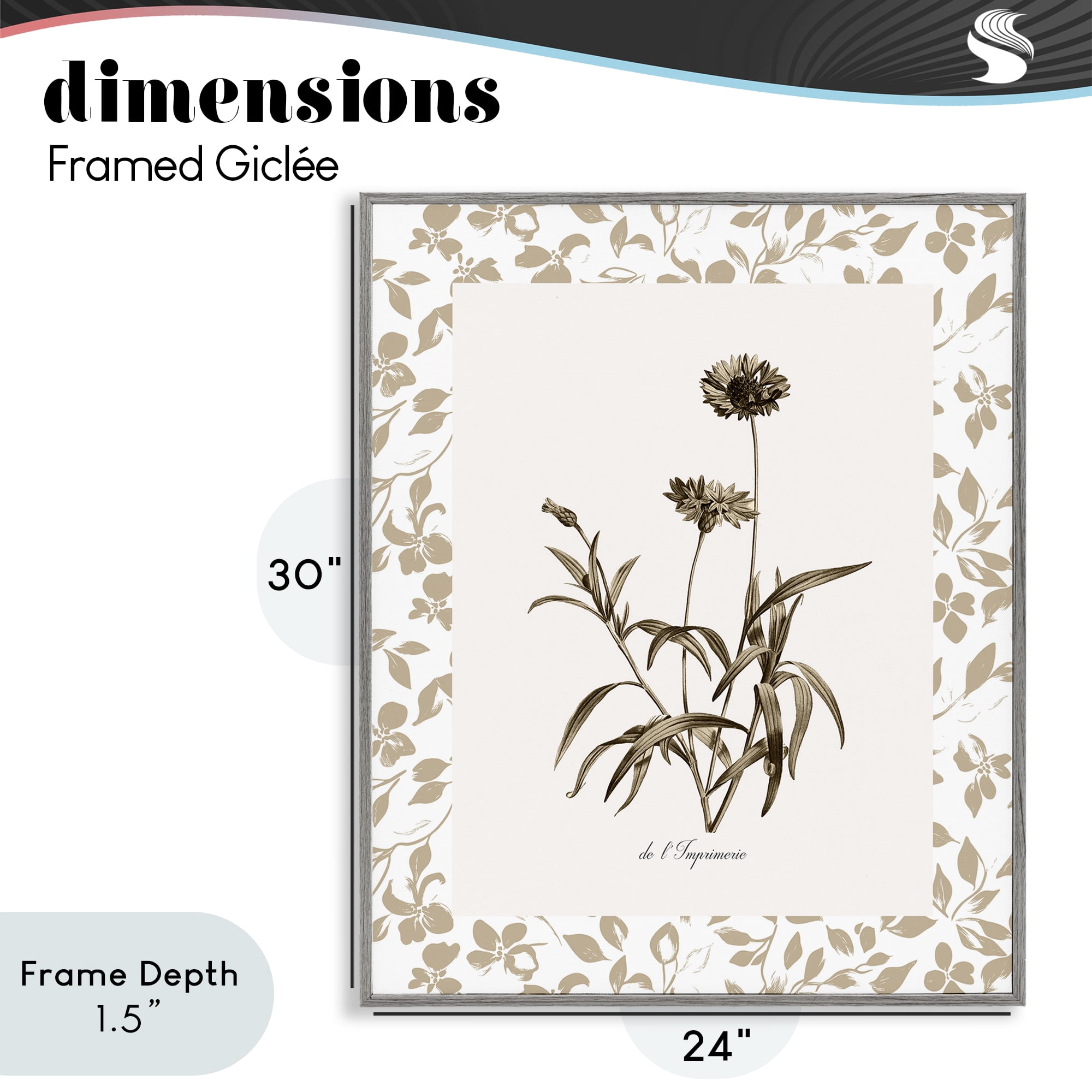 Stupell Industries Neutral Imperial Flowers Gray Framed Giclee Art, design by Kelly Donovan