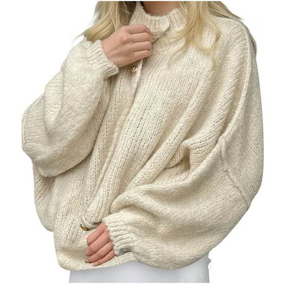 Qepwscx Casual Knitts for Women - 2025 Trendy Cardigan Sweater Tops, Long Sleeve Button Up Winter Fall Outfit