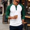 thumbnail image 1 of Evdexr Henley Shirts Mens 2026 Long Sleeve Raglan Tops Fall Vintage Sport Breathable Tees Buttons Loose Fit Color Block Casual T Shirts 3XL, 1 of 5