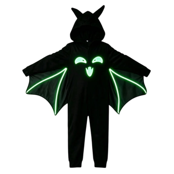 EnJoCho Kids Bat Halloween Jumpsuit - Boys Hooded Zip Up Jumpsuit with Bat Wings, Soft Dress Up Outfit for Toddler and Little Girls, Fun Trick or Treatinging Wear