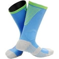thumbnail image 2 of Lian LifeStyle Big Boy's 1 Pair High Crew Athletic Sports Socks Size L/XL XL0028-01(Sky Blue w/Green Strip), 2 of 3