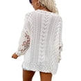 thumbnail image 5 of UVN Lace Crochet Sweaters for Women Crew Neck Knitwear Fall Knit Long Sleeve Jumper Tops, 5 of 7