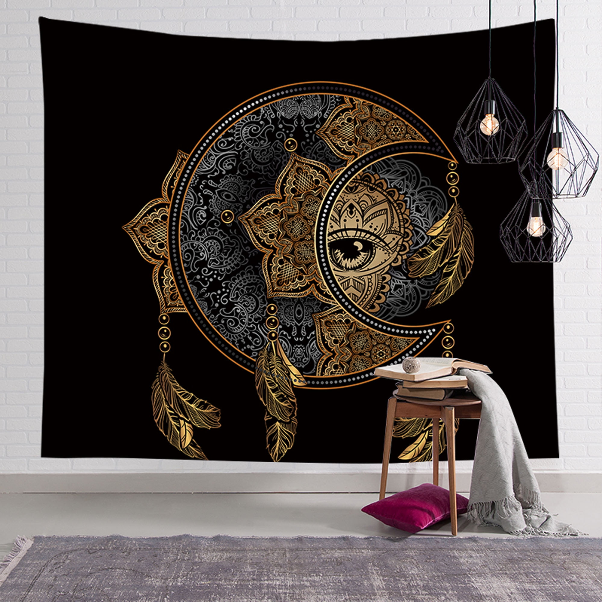32 Pattern Psychedelic Sun and Moon Tapestry Burning Sun with Star ...