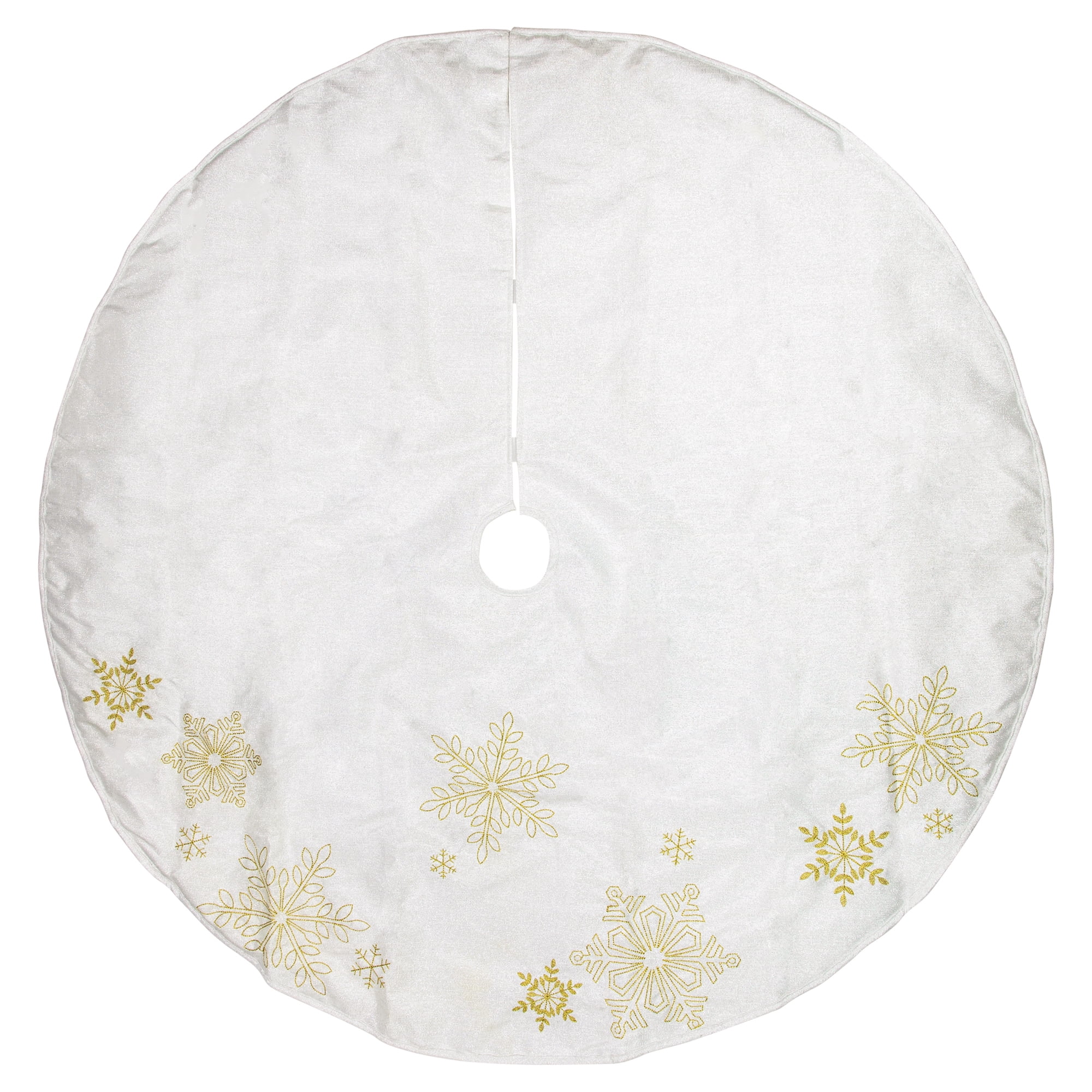 Northlight 48" White with Gold Embroidered Snowflakes Christmas Tree Skirt