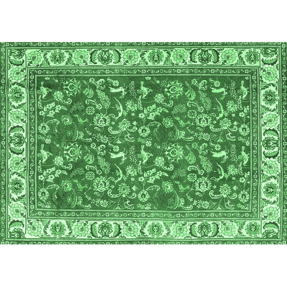 Ahgly Company Indoor Rectangle Persian Emerald Green Traditional Area Rugs, 2' x 4'