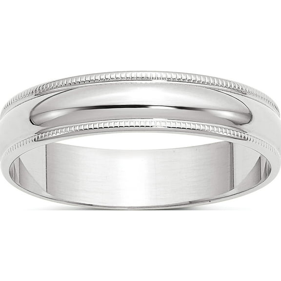 10K White Gold 10Kw 5mm Ltw Milgrain Half Round Band Size 4 Made In United States 1wml050-4