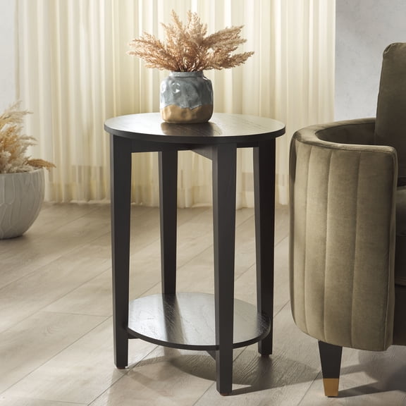 Safavieh Couture Leonardi Coastal Wood Oval End Table, Black