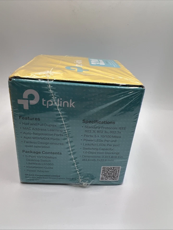 RHEA- Tp-Link Ls1005 10/100Mbps 5-Fast Ethernet Switch Rj-45 Ports White New Sealed