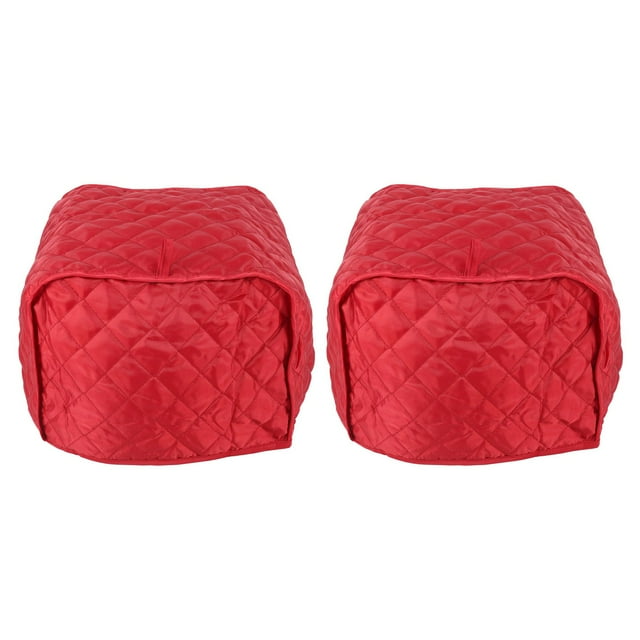 2X Polyester Quilted Four Slice Toaster Appliance Dust-Proof Cover (Red),2 x toaster cover,red