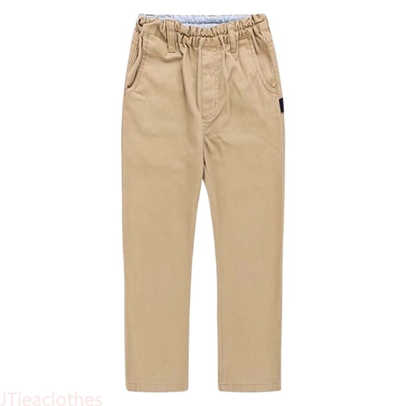JTieaclothes Boys School Uniform Twill Khaki Pants, Flat Front Straight Leg Pants,Boys Pants Sizes 3-4 Years