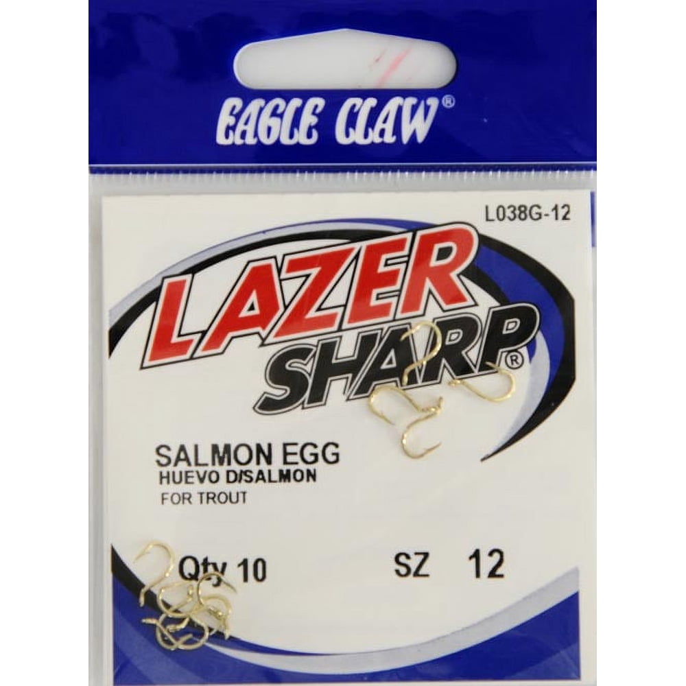 Lazer Sharp L038GH-12 Salmon Egg Up Eye 1-Slice Hook, Gold, Size 12