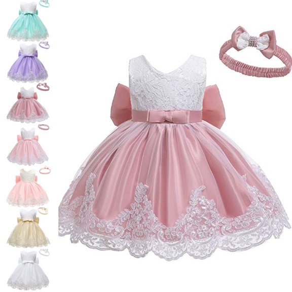Bmisegm Toddler Dress Sleeveless V Neck Textured Back Big Bow Short Tutu Skirt with Headband Set Girls Dresses 6-12 Months
