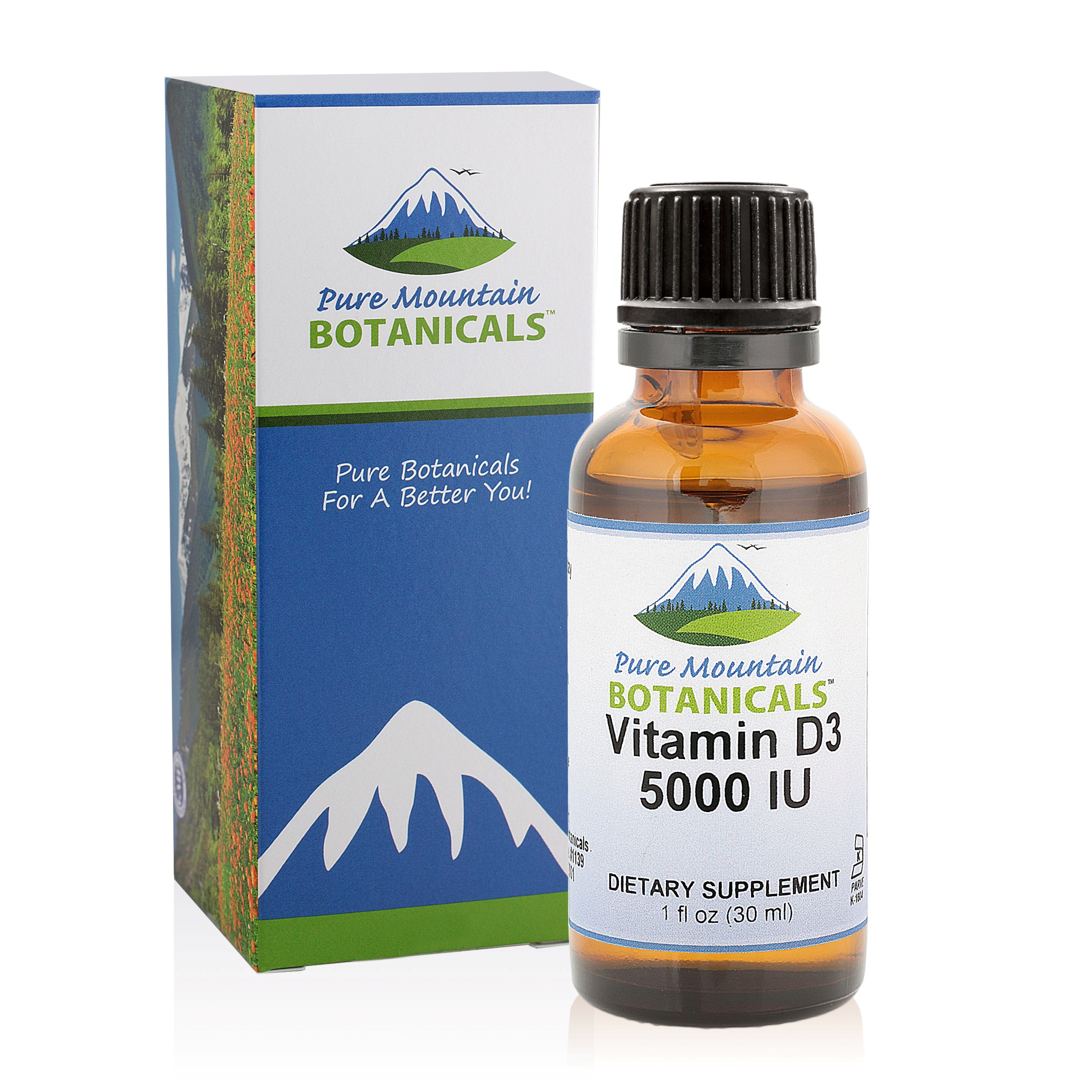 Vitamin D3 Drops 5000 iu Unflavored Kosher Liquid Herbal Supplements Brown Glass Bottle (1 oz