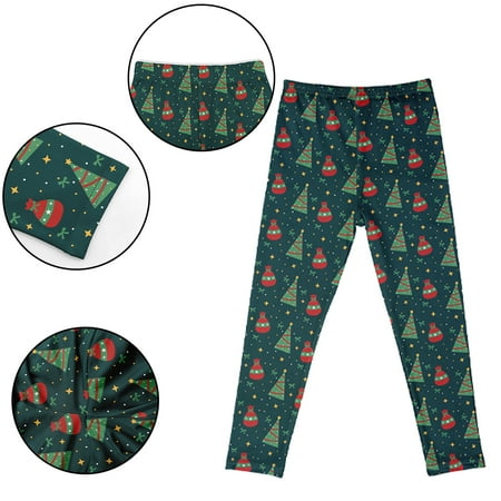 

Esaierr 3-10 Years Girls Christmas Leggings for Toddler Kids Xmas Milk Silk Trousers Stretch Casual Sports Trousers Winter Fall Soft Leggings Trousers