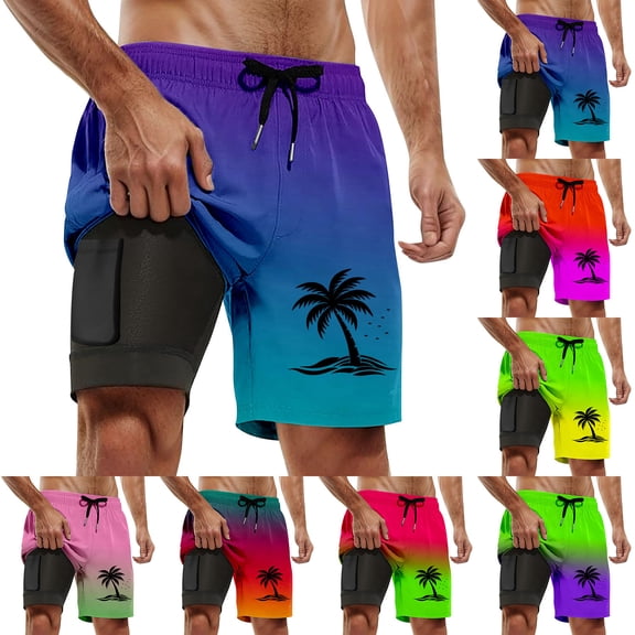 YAYUBA 7 Inch Swim Trunks Men 2 In 1 with Compression Liner Quick Dry Breathable High Elastic Waist Mens Bathing Suit 9 Inch Inseam Light Upf Stretch Lined Summer Beach Swimwear
