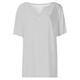 thumbnail image 2 of Bovemsi Women's Short Sleeved T Shirt V Neck Top Fashionable Casual Short Sleeved Shirt, White Women's Summer Short Sleeve T-Shirts, 3XL, 2 of 8