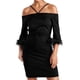 thumbnail image 1 of Vestido sexy de verano con escote cruzado y falda lápiz de un solo hombro para mujer: atractivo diseño cruzado, corte lápiz, 1 of 5