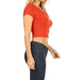 thumbnail image 3 of Women's  2-Pack Short Sleeve Stretch Round Neck Solid Cropped Top, 3 of 4