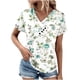 thumbnail image 1 of Tops Florales para Mujeres de Moda Casual V-Cuello Plisado Blusa de Manga Corta para Diario Y Fiesta, 1 of 6
