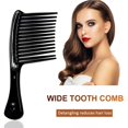 thumbnail image 4 of 3pcs Large Wide Tooth Comb Handle Detangling Reduce Hair Loss Brush Tool (Black+Pink+Blue), 4 of 9