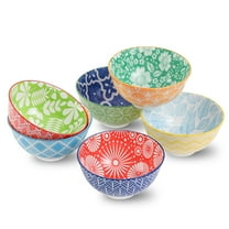 Porcelain Dessert Bowls Cereal Bowl, 4.75 inch Round Small Bowls, 10 oz Colorful Ceramic Bowl Set of 6