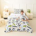 thumbnail image 4 of Manfei Soccer Sport Twin Comforter Sets For Boys,Ball Games Bedding Set,White Green Black,Polkadot Reversible,2-Piece,1 Comforter and 1 Pillowcase, 4 of 8